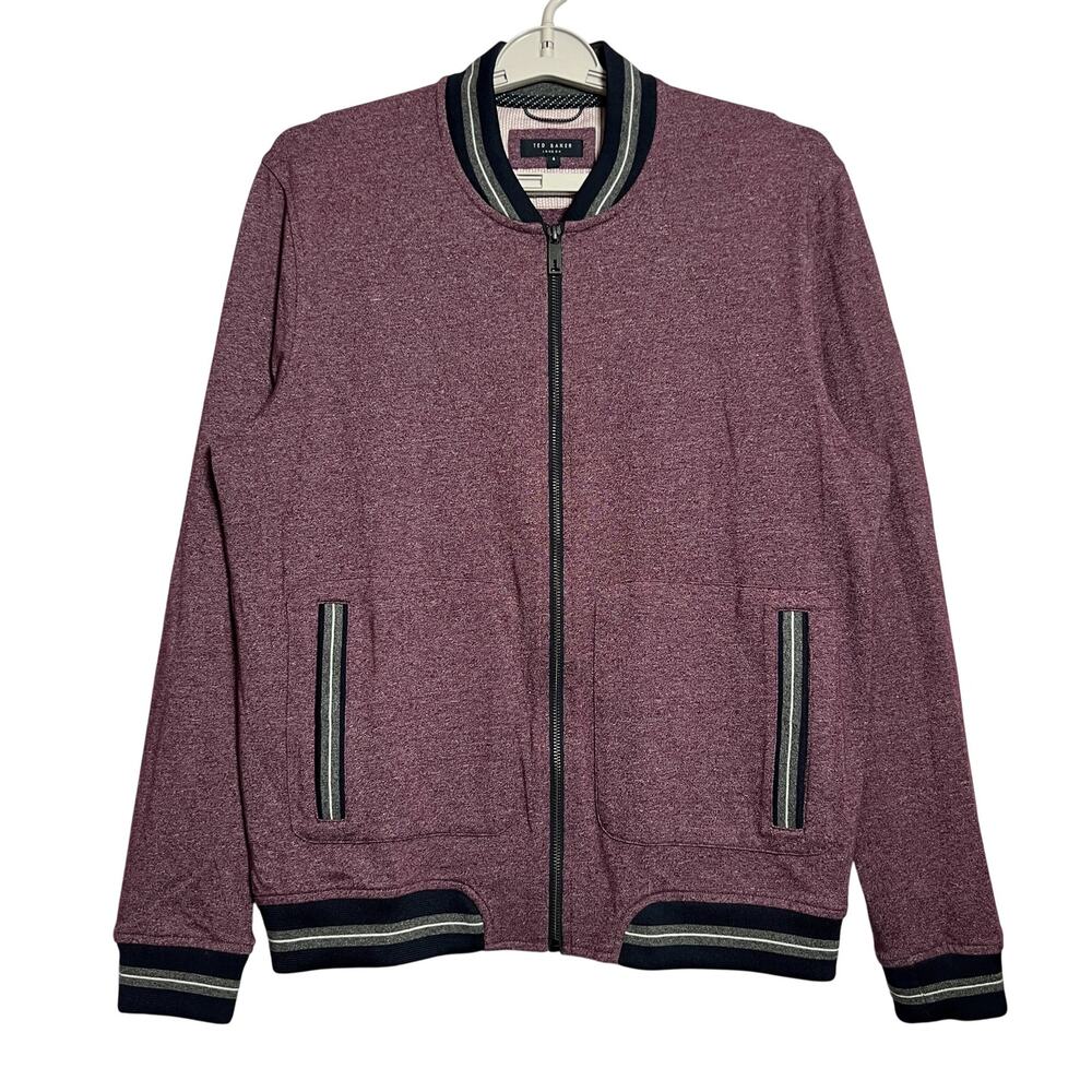 Ted Baker Envisa Bomber Track Jacket SIZE 4L RUNS SMALL Plum Striped